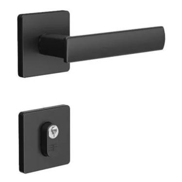 Imagem de Fechadura Extena 3f 740e/117 Roseta Quadrada Preto Fosco