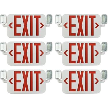 Imagem de Ciata Pacote com 6 luzes de saída internas ultrafinas e ultrafinas, recarregáveis, luminárias de emergência, conjunto de luz de emergência, com suporte a bateria, placa de saída de incêndio com luzes