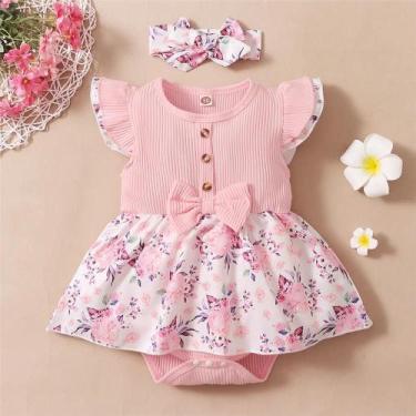 Imagem de Macacão e Bandana Floral para Bebê Menina (0-18 Meses) - 2 Peças, 80 (