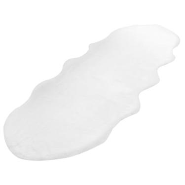 Imagem de ZJRDYYK Tapete de pele sintética, 5 x 1,5 m, branco, macio, felpudo, pelúcia sintética, tapete de corredor de pele sintética, tapete de formato irregular para cômoda de quarto e sala de estar