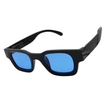 Imagem de Óculos de Sol Retangular Estilo Cinema Premium Retro Vintage Oldstyle Clássico Praia UV400 Unisex Feminino Masculino - Modelo Ibiza - Cacife Brand (Azul)
