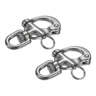 Imagem de PATIKIL Manilha de liberação rápida de 2,8 polegadas, 2 peças de aço inoxidável 316 fiança fixa conector de vela de barco para acampamento ao ar livre navios náuticos içamento industrial correntes