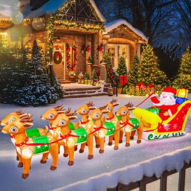 Imagem de MGParty inflável de Natal de 12 pés com renas de Papai Noel