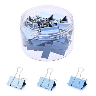 Imagem de Temiary Clipes de fichário estéticos, clipe de fichário de metal pequeno de 3 cm com recipiente de armazenamento transparente, grampos de papelada de encadernação para professores escolares materiais