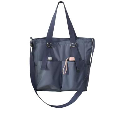 Imagem de CHENXIAOHONG Bolsa Feminina Grande Capacidade, Bolsa de Ombro Vintage, Bolsa de Trabalho, Leve, Casual, Estilo Retrô, Bolsa para Dia a Dia, Elegante e Versátil (Azul-marinho)