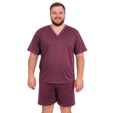 Imagem de Pijama Masculino Adulto Moderno Manga Curta Gola V Quentinho Macio Con