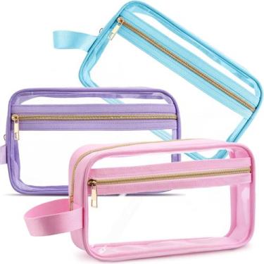 Imagem de Sacos de cosméticos Pinkunn Clear com zíper para viagem aprovados pela