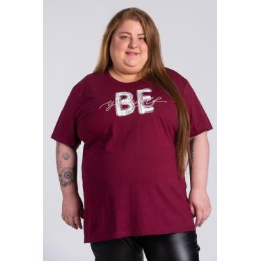 Imagem de T-shirt Feminina Plus Size Algodão c/ Estampa" BE Yourself" - Serena, 