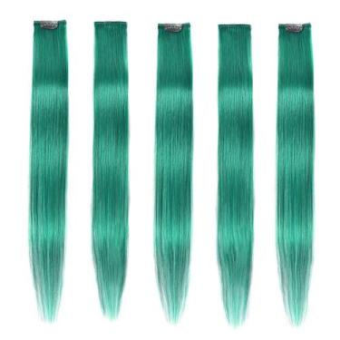 Imagem de Extensões de cabelo Winsky Teal Clip em cabelo humano 18" e 5 peças