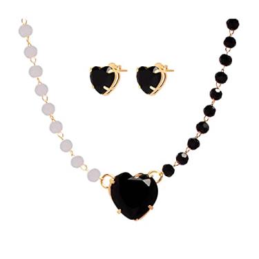 Imagem de Conjunto De Colar E Brinco Pedra Fusion Folheado A Ouro