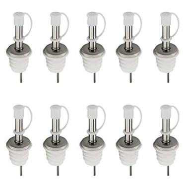 Imagem de Pacote com 10 bicos de azeite de oliva de aço inoxidável Bartend ferramenta de vinho uísque garrafa de licor bicos com capas perfeitos para pubs, clubes, restaurantes, bares, cafeterias e lanchonetes