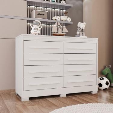 Imagem de Cômoda Infantil 8 Gavetas Alice Espresso Móveis Branco