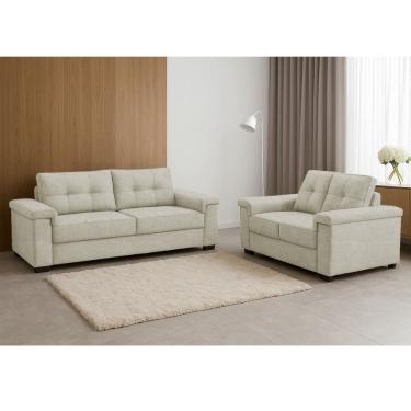 Imagem de Conjunto Sofá 3 e 2 Lugares Linho Palazio Ferguile
