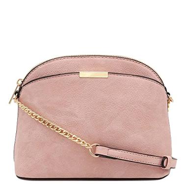 Imagem de FashionPuzzle Bolsa tiracolo pequena de couro sintético com alça de corrente, Rosa empoeirado, One Size