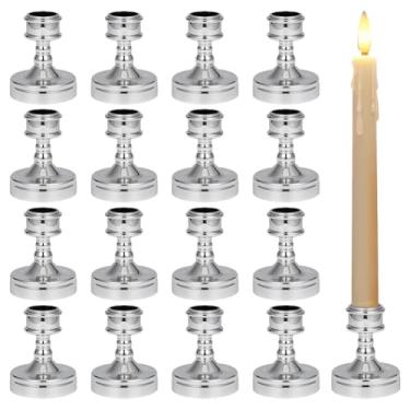 Imagem de DELORIGIN 24 peças de castiçais de plástico de 7 cm, suporte de vela para mesa central de mesa, suporte de vela para Natal, casamento, aniversário, jantar, decoração de festa em casa