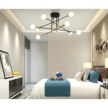 Imagem de Lustre 2,4,6,8-Luzes Preto e Dourado Lustre Luz Mid Century Modern Industrial E26 Luminária Pingente Luminária de Teto (2 Luzes) luminária pendente pendente