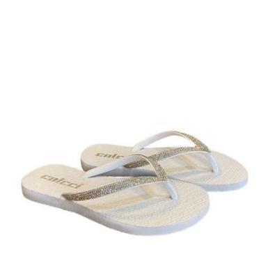 Imagem de Chinelo Feminino Colcci Strass Branco-Feminino