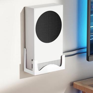 Imagem de Josmimic Wall Mount for Xbox Series S – Metal Console Holder with Ventilated Base and Anti-Scratch Pads – Space-Saving Wall Bracket for Xbox S with Easy Installation and Heat Dissipation Design