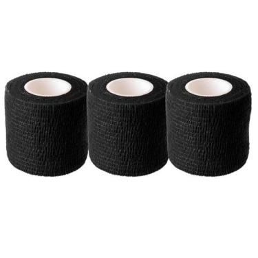 Imagem de Kit 3 Bandagem Pet Band Flex Atadura Autoadesiva Preto 5cm - Band-Flex