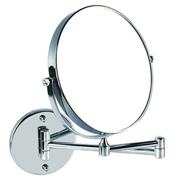 Imagem de Espelho de maquiagem, espelho de banheiro montado na parede de dois lados, espelho de beleza com ampliação múltipla espelho de cosméticos extensível giratório de 360°, prata