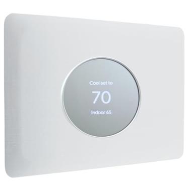 Imagem de Placa de parede retangular branca solar para termostato Google Nest versão 2020, peça de acabamento de textura de designer