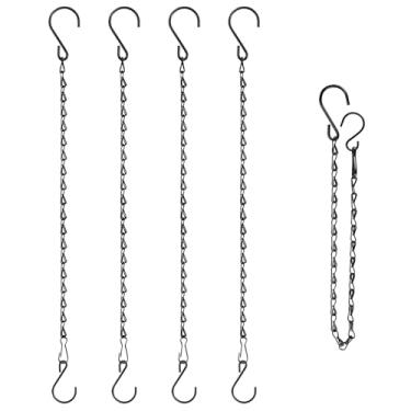 Imagem de RIFNY Corrente de 50 cm para pendurar plantas, pequenas correntes pretas para pendurar cestas kits com ganchos para alimentadores de pássaros, plantadores, outdoors, lanternas, sinos de vento