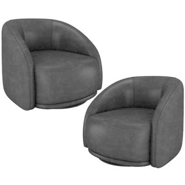 Imagem de Kit 02 Poltronas Decorativas Giratória Angelina M03 material sintético