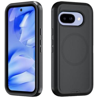 Imagem de Asuwish Capa de celular para Google Pixel 9A com protetor de tela de vidro temperado Capa magnética híbrida à prova de choque à prova de quedas acessórios resistentes de corpo inteiro Pixel9A A9 5G