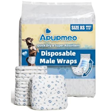 Imagem de Apupmeo Macho Dog Wraps Xs, 20 Unidades de Fraldas Descartáveis para Cães Machos, Fraldas Superabsorventes para Cães Machos com Marcas de Incontinência Ou Micção Excitável