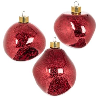 Imagem de Abbott Collection Enfeite de forma orgânica. Conjunto de 3 - Vidro, Vermelho Antigo (7,6 cm C)