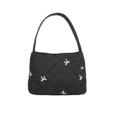 Imagem de Bolsas axilas acolchoadas de algodão casuais de grande capacidade para mulheres pretas, Preto