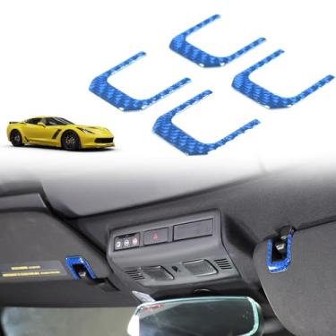 Imagem de 4 peças de capas de etiqueta de aviso de para-sol, descasque e cole para telhados de carro capa de viseira de sol compatível com Chevy Corvette C7 C8 2014-2017 acessórios capa de etiqueta de viseira