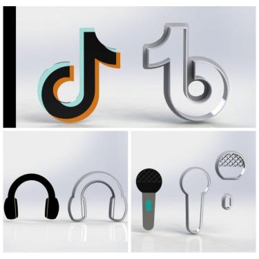 Imagem de Cortador Kit Tik Tok Fone e Micro Fone Tamanho 5cm