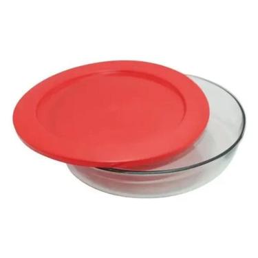 Imagem de 10X Assadeira Travessa De Vidro Redondo Com Tampa Plástica