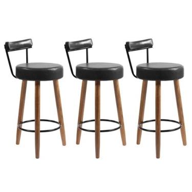 Imagem de Kit 3 Banquetas Cozinha e Espaço Gourmet Clarice 60 cm - Salaone, Pret