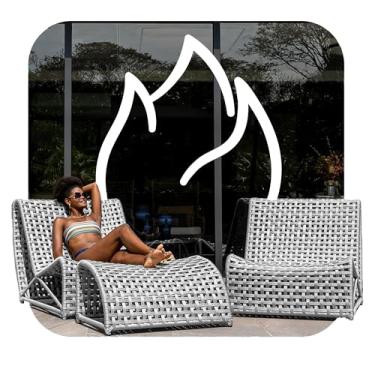 Imagem de Poltrona Summer com Apoio de Pés – Trama Náutica Premium, Estrutura Alumínio para Exterior – Lounge Completo Eco Flame Garden (Prata)