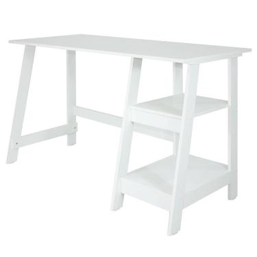Imagem de Mesa Escrivaninha Gamer 2 Pateleiras 120 Cm Mc190 Branco Dtall Branco