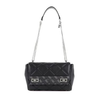 Imagem de GUESS Bolsa de ombro com aba Katey, Carvão multi, One_size