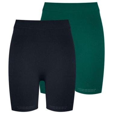 Imagem de Kit 2 Bermuda Modeladora Feminina Trifil Compressão Leve, Preto e verd