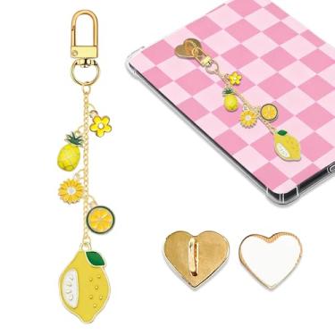 Imagem de LMZLJZ Corrente de pingentes de limão Kindle para amantes de livros e homens, chaveiro com pingente de limão, pingente de acessórios de e-reader, presente para leitores de livros, pingentes