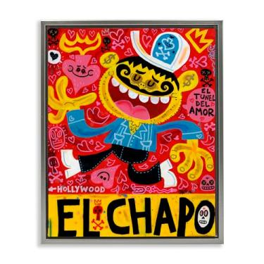Imagem de Stupell Industries Arte de parede em tela flutuante com moldura dourada El Chapo, desenho de Jorge R. Gutierrez, 53 x 43 cm