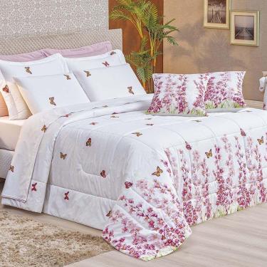 Imagem de Kit Edredom Supreme Queen 5 Peças 100% Algodão 200 Fios Estampado - Borboletas
