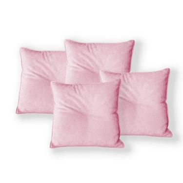 Imagem de Kit 4 Capas Para Almofada Quadrada Veludo 40x40cm - 7 Decor Rosa