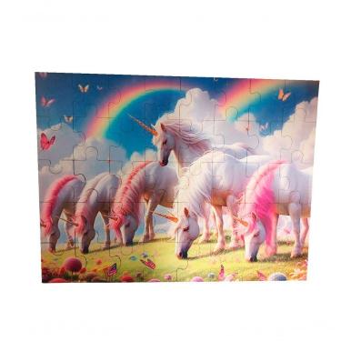 Imagem de Quebra-cabeça Belos Unicórnios De 40 Peças Em Mdf