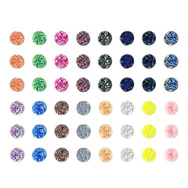 Imagem de pson 100 peças 10 mm cabochão drusa pedras redondas abobadadas de resina, conjunto de cabochão falso para fazer joias faça você mesmo, brincos, pingentes, pingentes de pulseira, artesanato