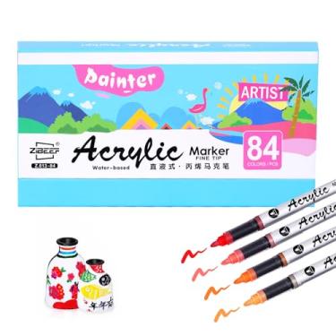 Imagem de kander marcador de tinta acrílica rígida, caneta de pigmento de 84 cores, à prova d'água e de secagem rápida com sistema de controle automático de tinta, adequado para petróglifos, madeira, tecido