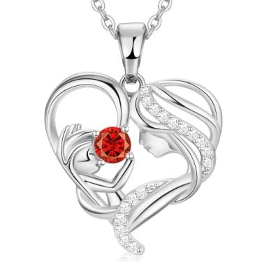 Imagem de Presente para o Dia das Mães, Joias Femininas para Mãe Filha Presentes de Aniversário para Sua Pedra do Nascimento Colar Presentes para Esposa Mãe Presente de Dia da Mãe Vovó Natal Ano Novo, Prata Esterlina S925, Prata esterlina, Zircônia cúbica