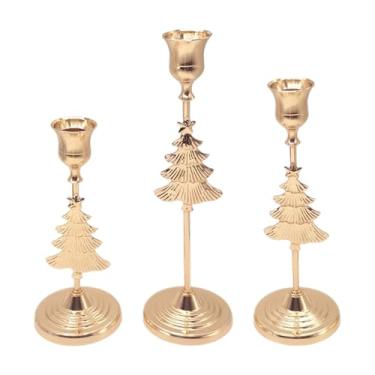 Imagem de IEUDNS Conjunto de 3 Castiçais de Ferro Decorativos e Românticos para Natal, Aniversário, Suporte para TV e Sala de Jantar, Style a