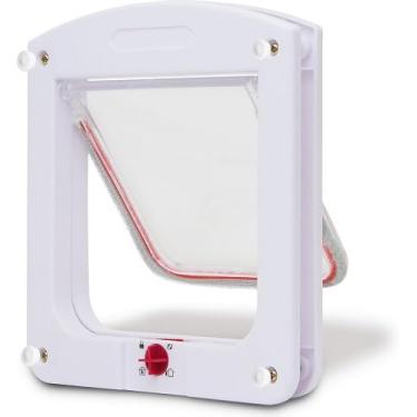 Imagem de Porta Pet Branca Para Cães E Gatos Com Até 7kg Com 4 Funçoes De Trava - Praticidade E Segurança Para Seu Pet