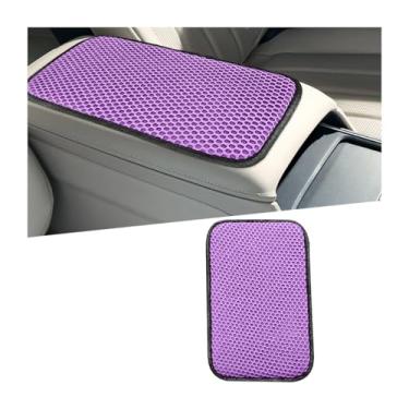Imagem de Sandfren Capa de console central de carro, 3D Honeycomb Ice Silk Almofada de proteção de caixa de assento de apoio de braço de veículo, tapete de almofada de console médio interior automotivo